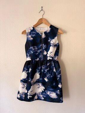Kate Spade Sleeveless Navy & White Cloud-Print Dress